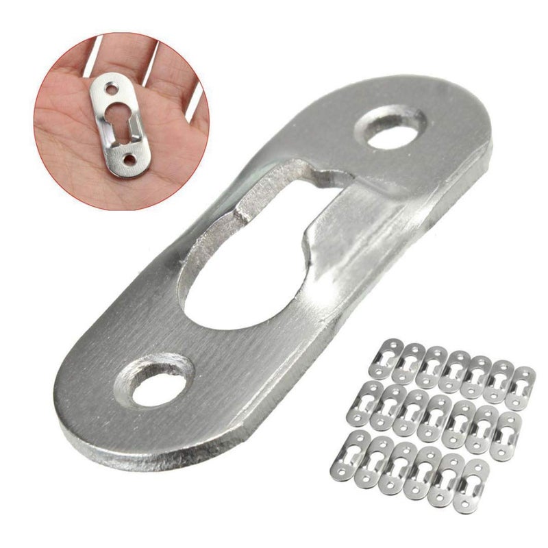 Mayitr 20 Pcs Keyhole Hangers Metal Fasteners for Picture Frames Mirrors Cabinet,Metal Keyhole Hanger Hanging Fasteners Hardware Flush Wall with Keyhole, 42 mm x 14 mm Flush Mount Hardware(No Screws,Silver) - Image 4